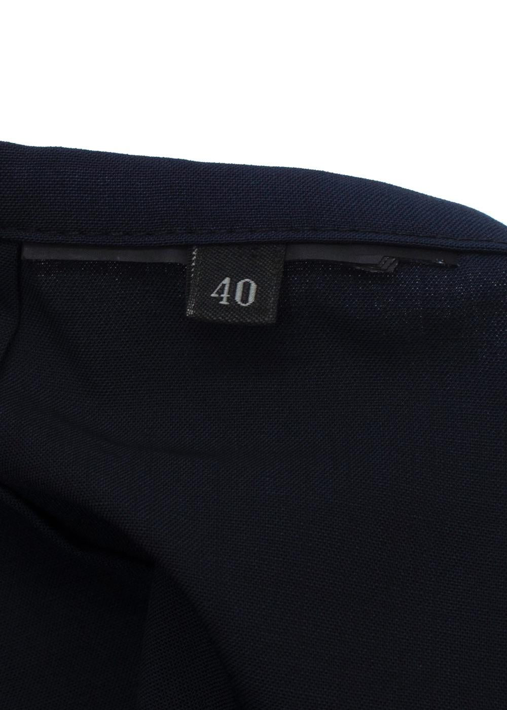 Prada Navy and Black Pleated Midi Skirt with Buckle Detail