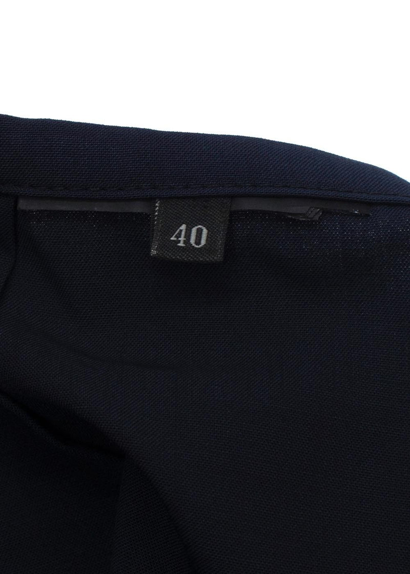Prada Navy and Black Pleated Midi Skirt with Buckle Detail