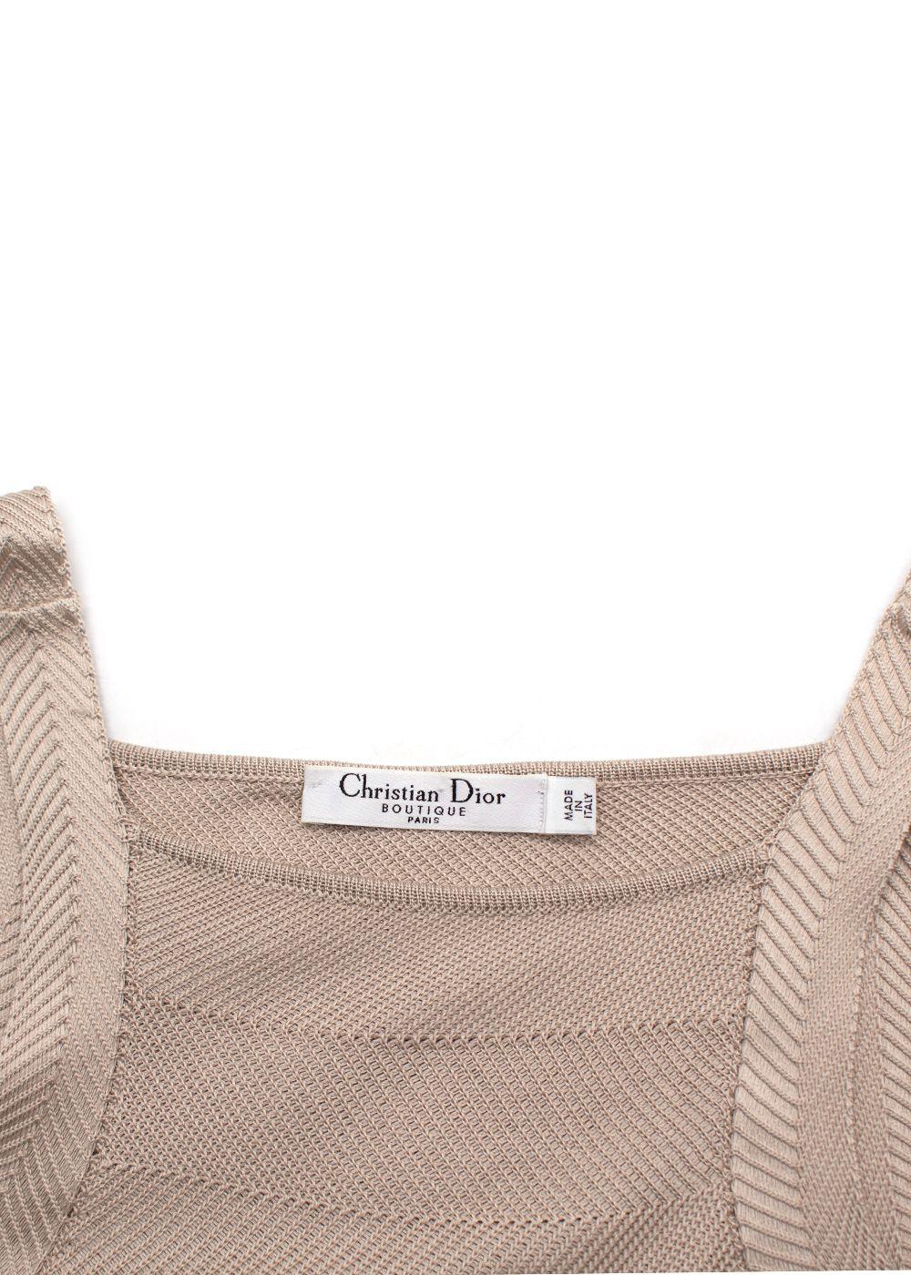 Christian Dior Beige Boutique Woven Silk Knitted Dress