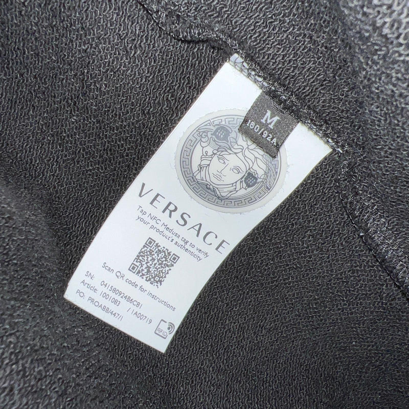 Logo Printed Zip Up Black Cotton Hoodie