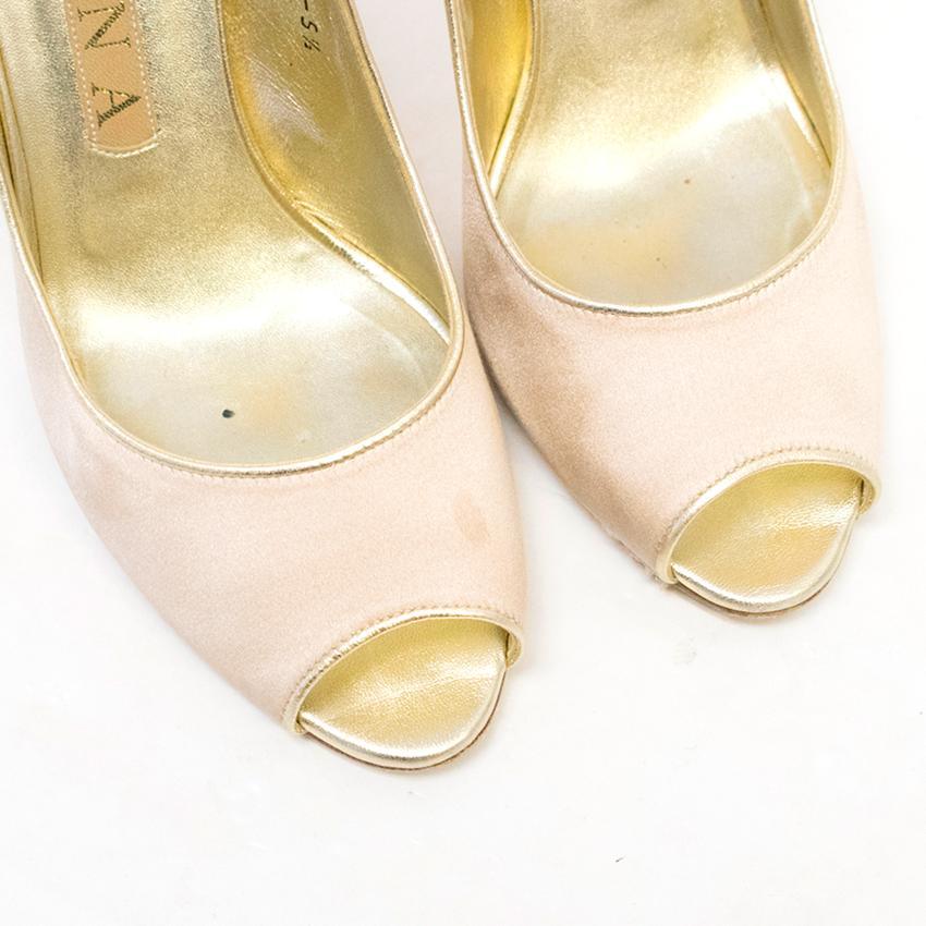 Gina Camel Satin Peep-Toe Heels