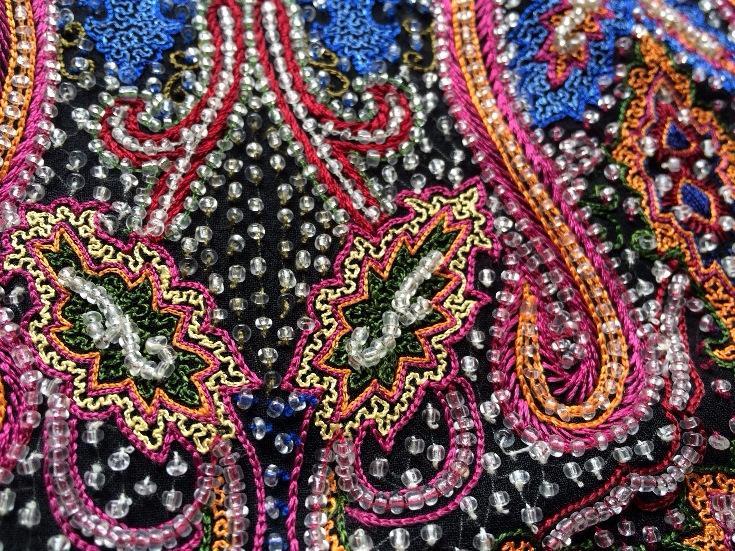 ESCADA Beaded Multi-Colored Paisley Print Mini Skirt