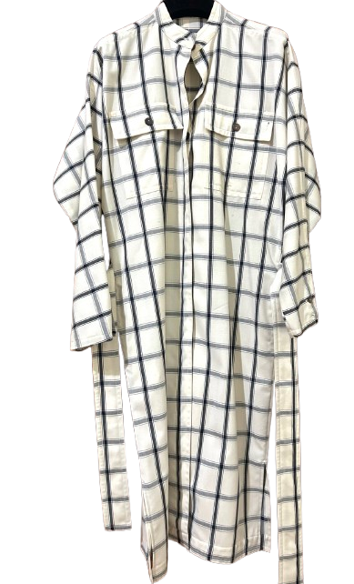 Virgin Wool Black And White Checked Shirt Dress