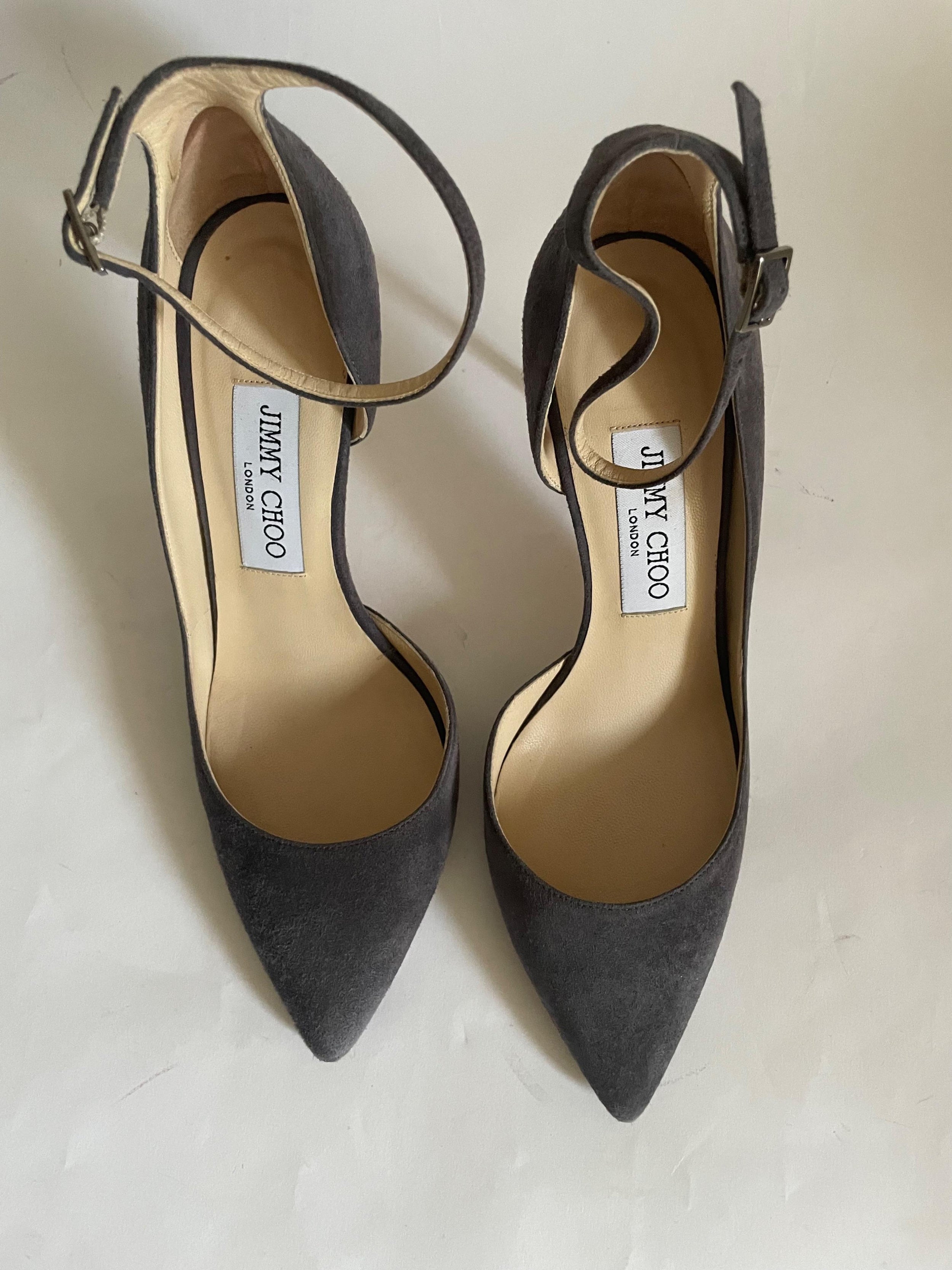 Jimmy Choo Lucy Grey Suede Half-d'Orsay Suede Pumps