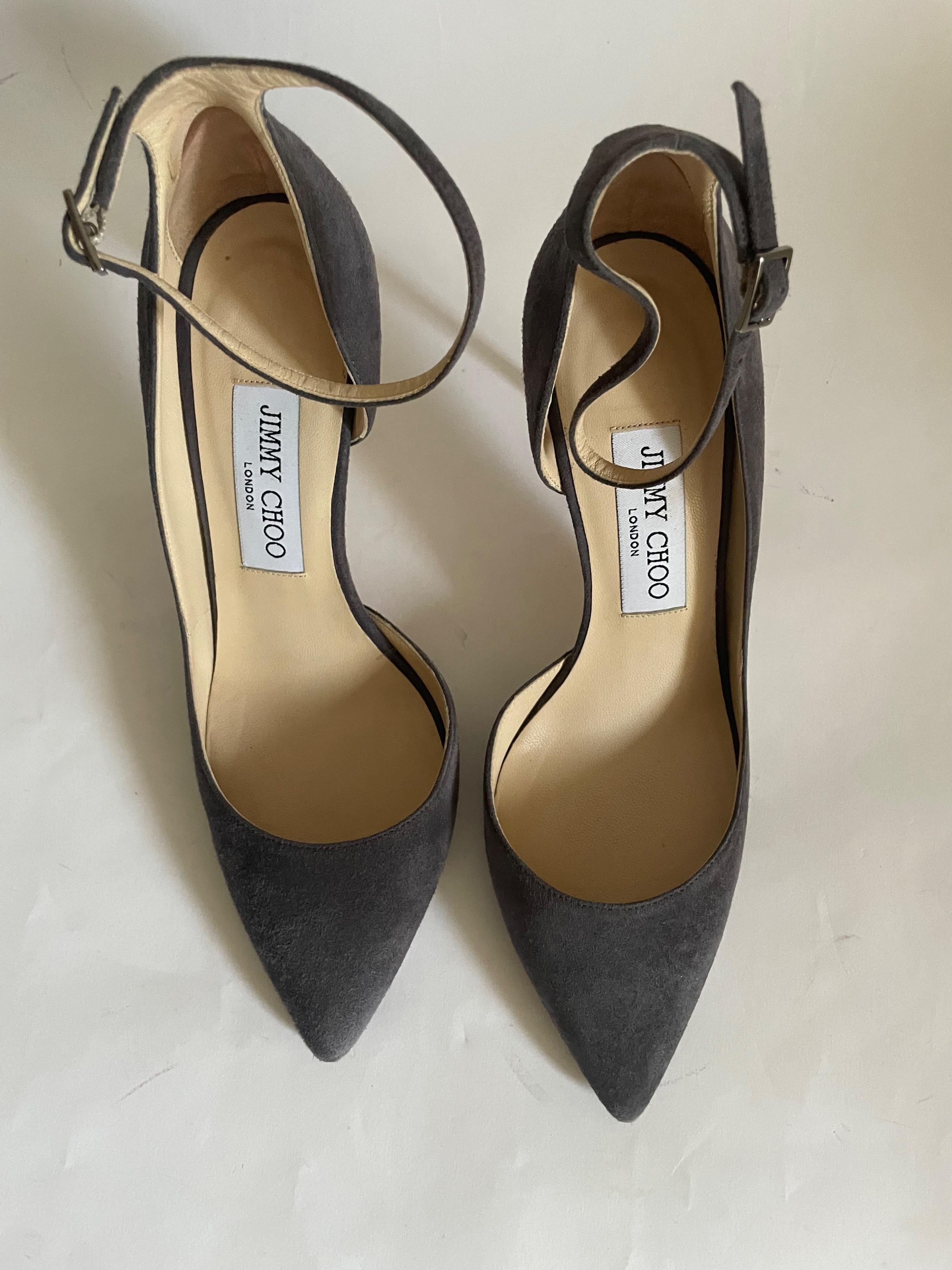 Jimmy Choo Lucy Grey Suede Half-d'Orsay Suede Pumps