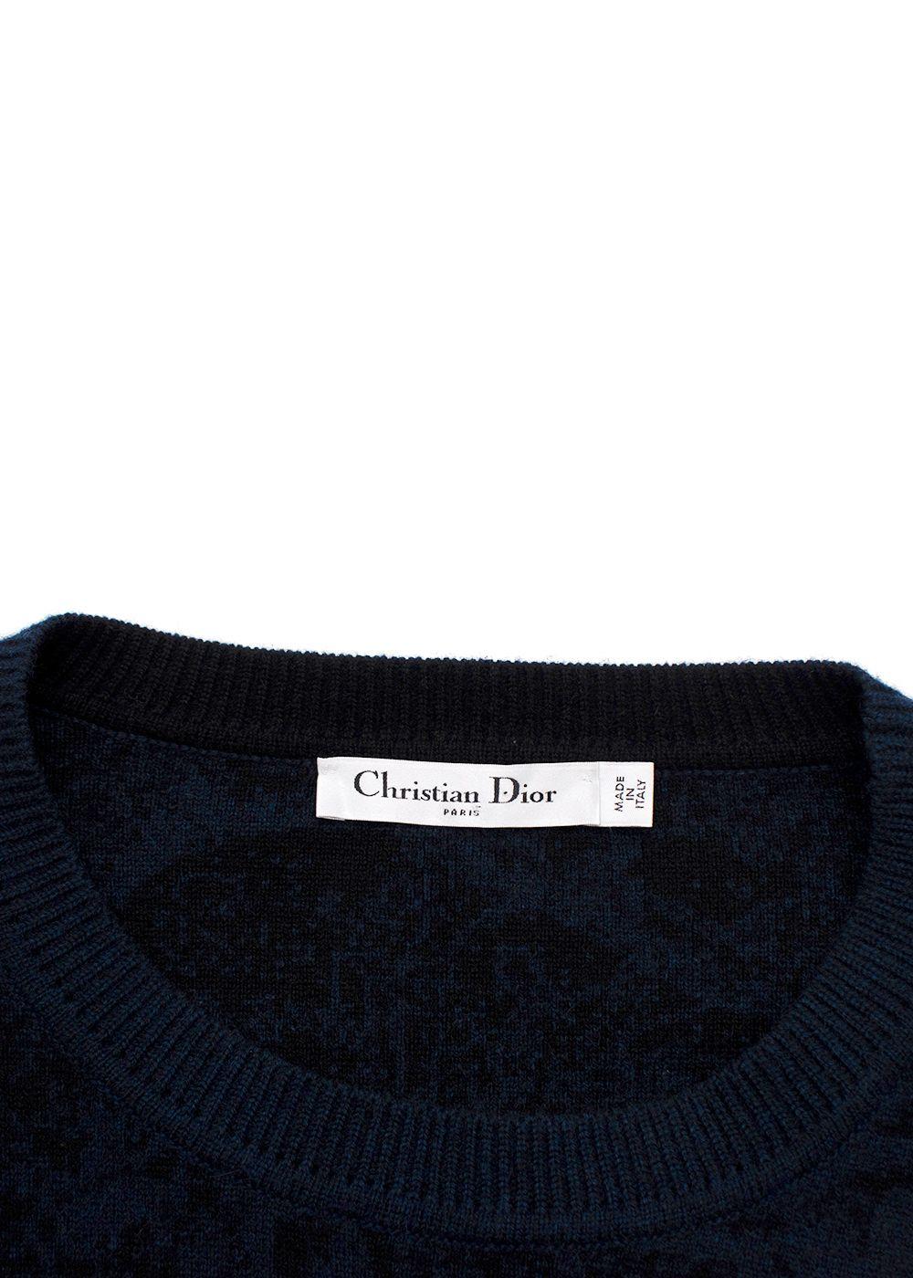 Dior Navy Chez Moi Printed Cashmere Blend Jumper