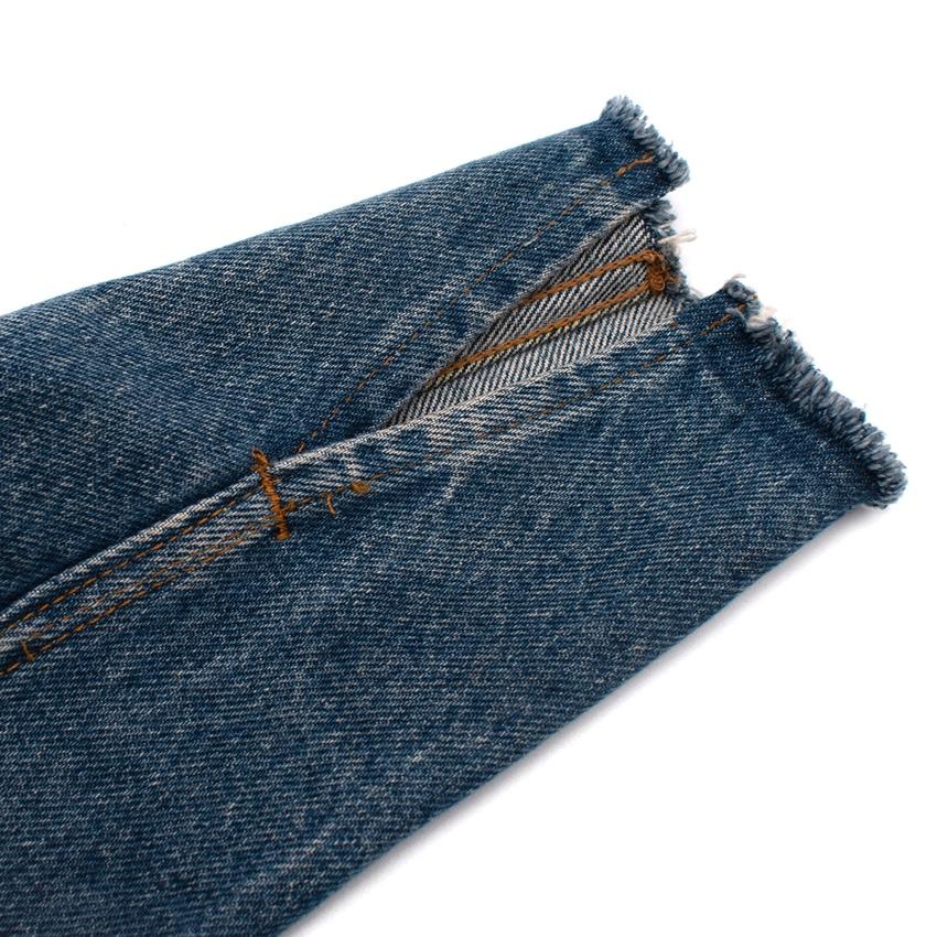 RE/DONE Levis Mid-Wash Distressed Collarless Denim Jacket