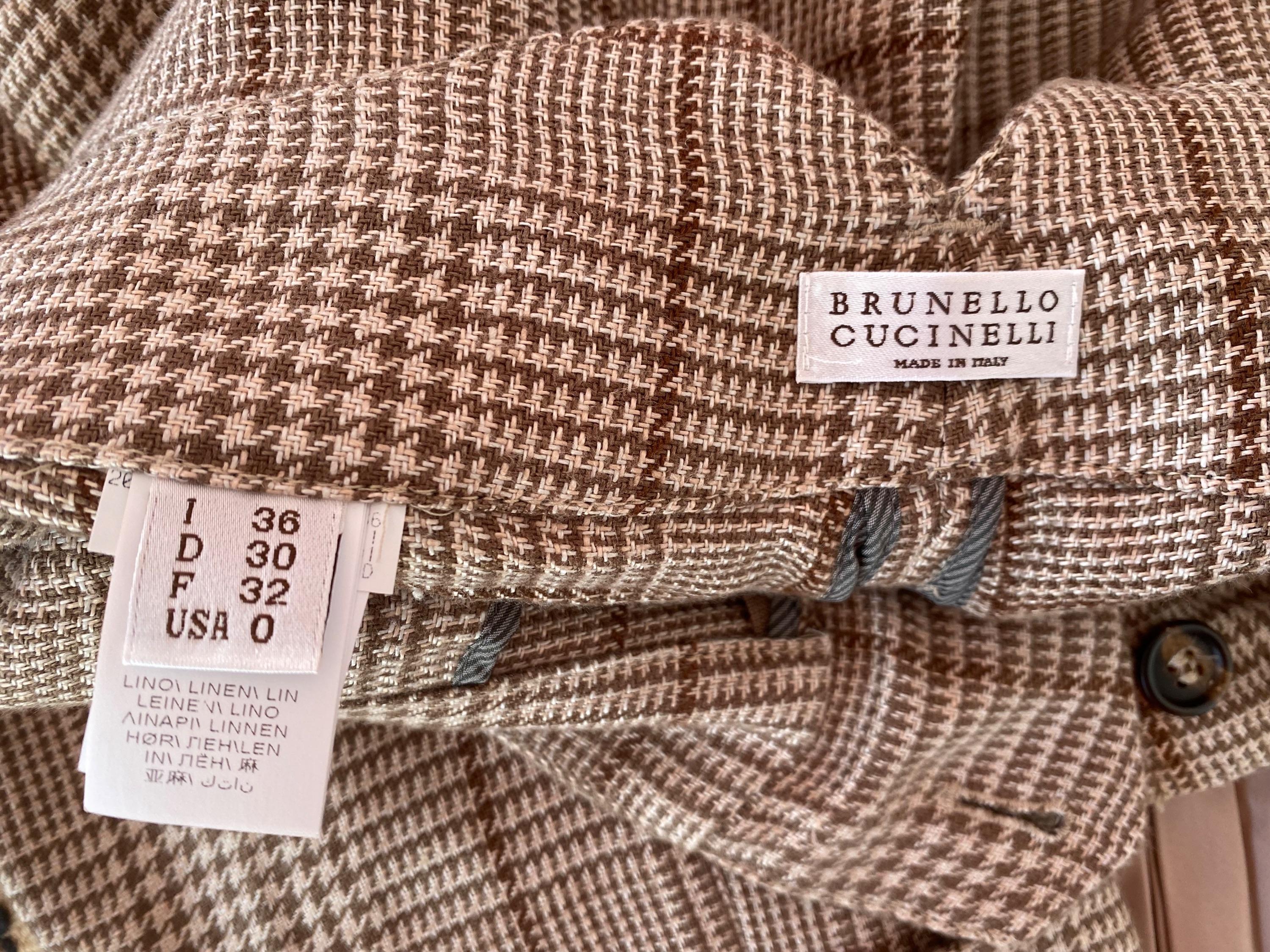 Bruenllo Cucinelli Brown Check High Waisted Trousers