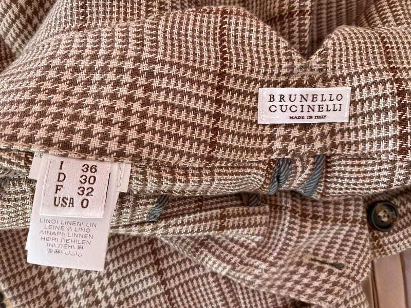 Bruenllo Cucinelli Brown Check High Waisted Trousers