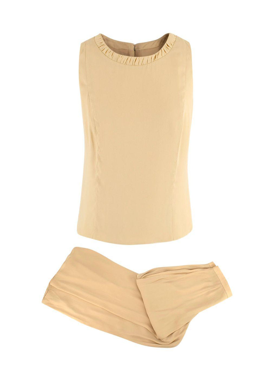 Armani Collezioni Beige Tank Top and Wide Leg Trouser Set