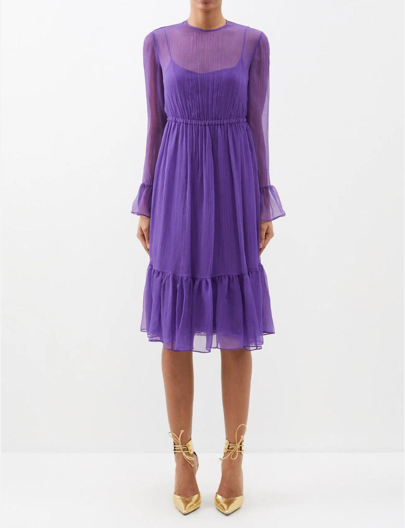 Gucci Purple Silk Chiffon Midi Dress