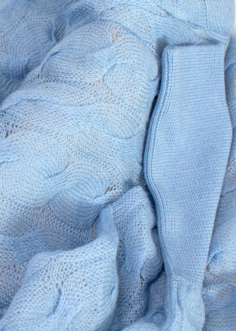 Dior Sky Blue Wool, Cashmere & Silk Cable Knit Jumper Dress