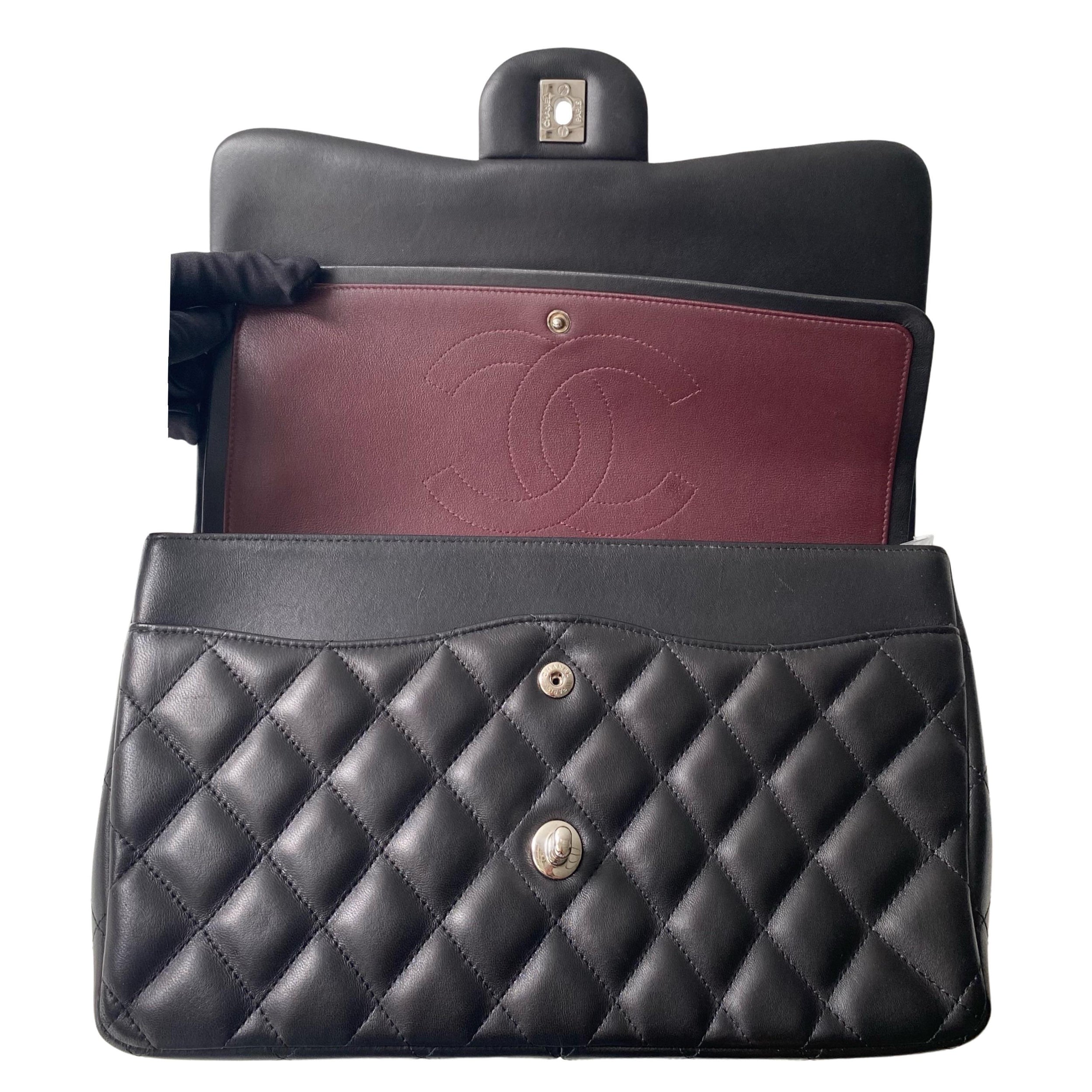 Black Lambskin Jumbo Double Flap Bag