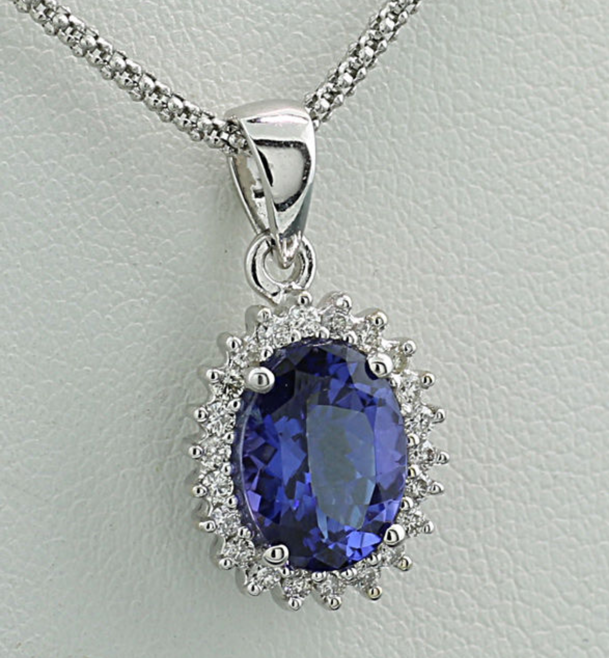 Bespoke 14kt White Gold Diamond & Tanzanite Pendant