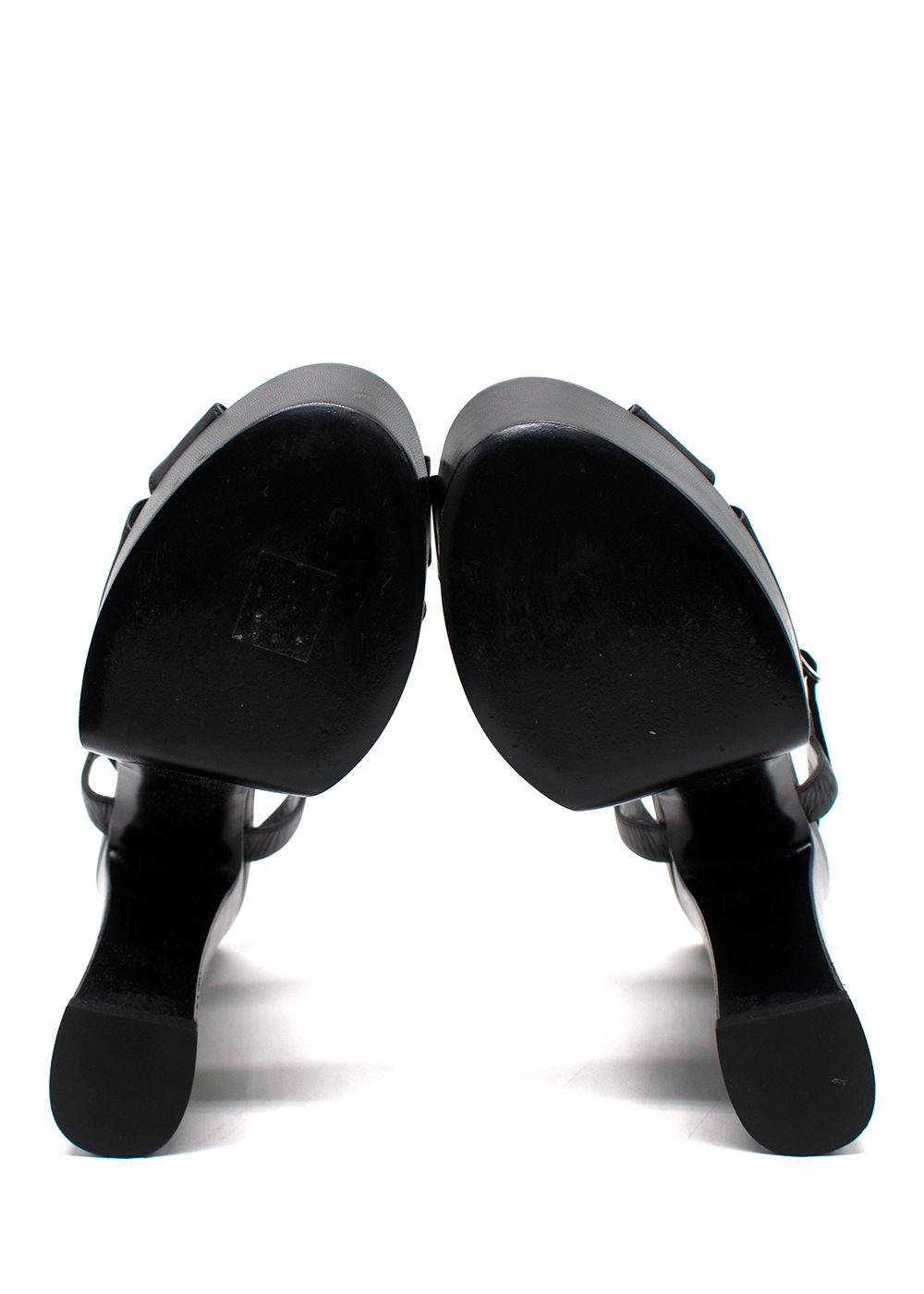 Saint Laurent Black Leather 'Bianca' Platform Heels