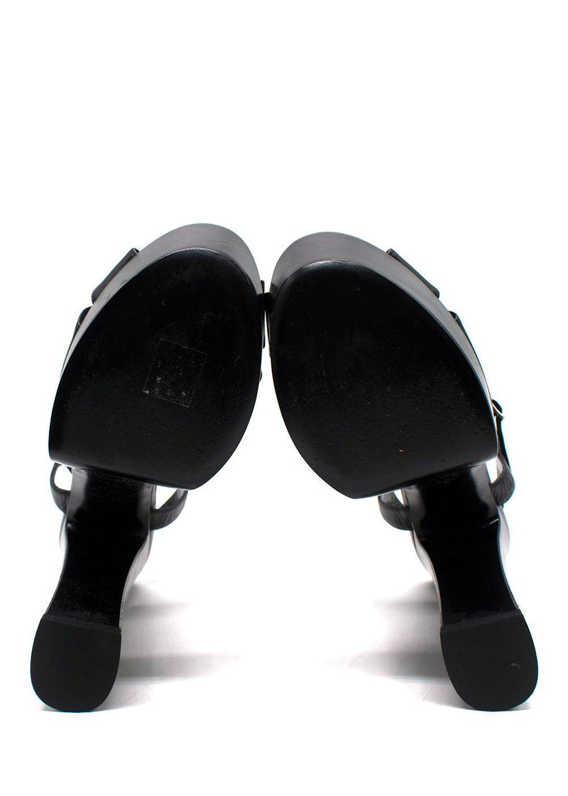 Saint Laurent Black Leather 'Bianca' Platform Heels