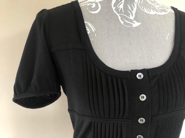 Burberry Black Pintuck Button Detail T-Shirt