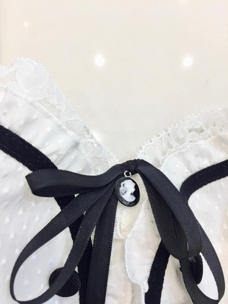 Chantal Thomass Paris Ivory Leavers Lace Half Cup Bra & Brief Set