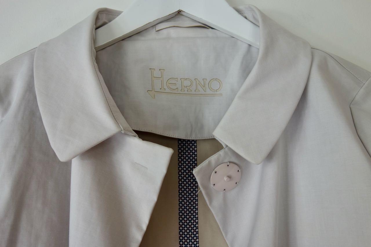 beige cotton-blend gabardine car coat