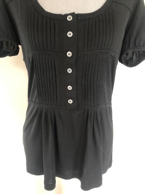 Burberry Black Pintuck Button Detail T-Shirt