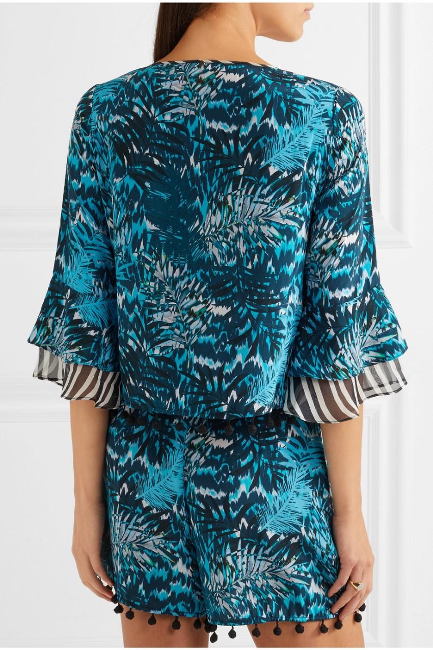 Matthew Wiliamson Pom-Pom Hem Silk Top