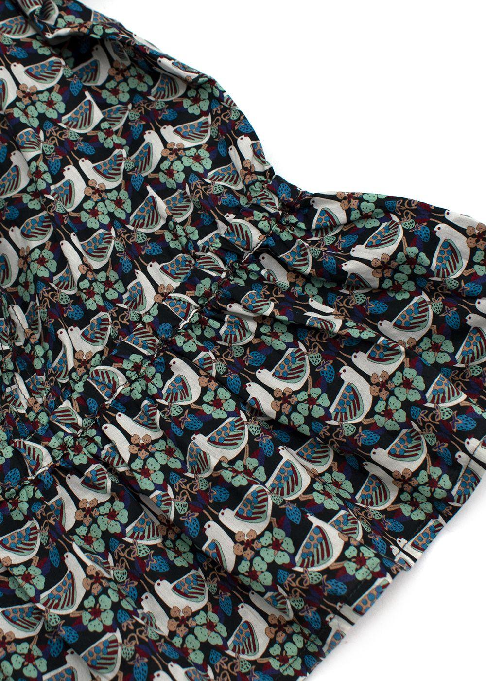 Bird Floral Printed Cotton Top