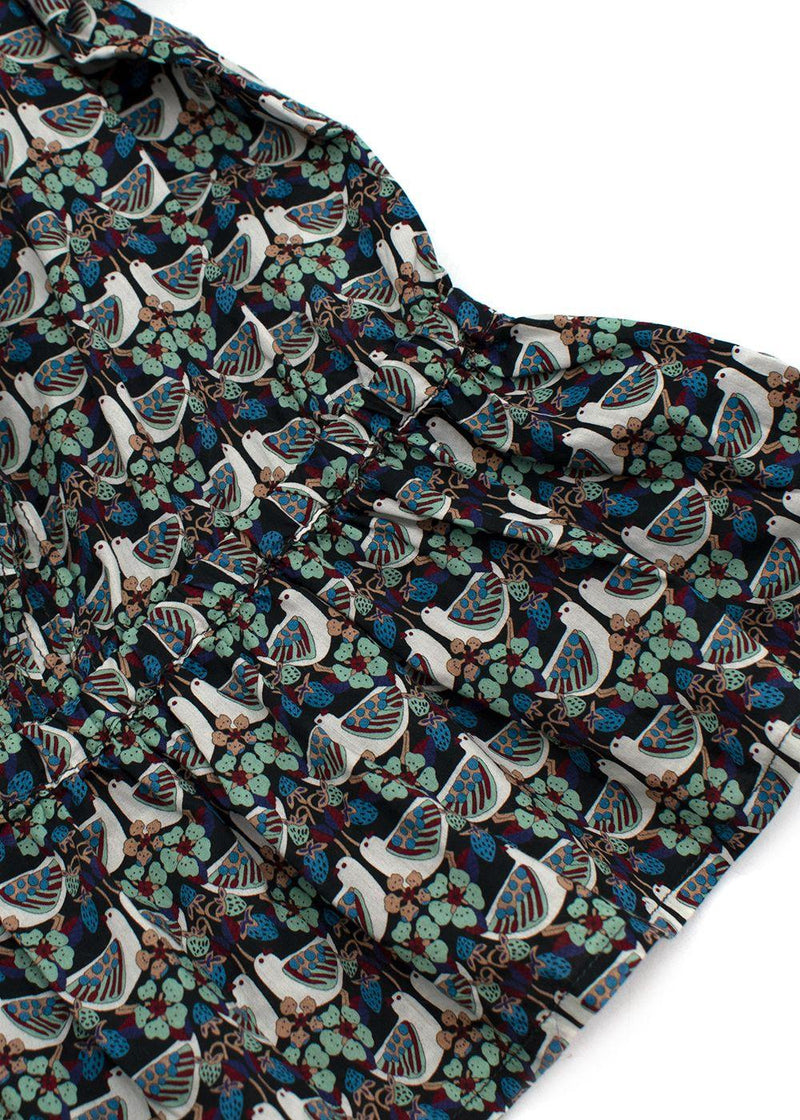 Bird Floral Printed Cotton Top