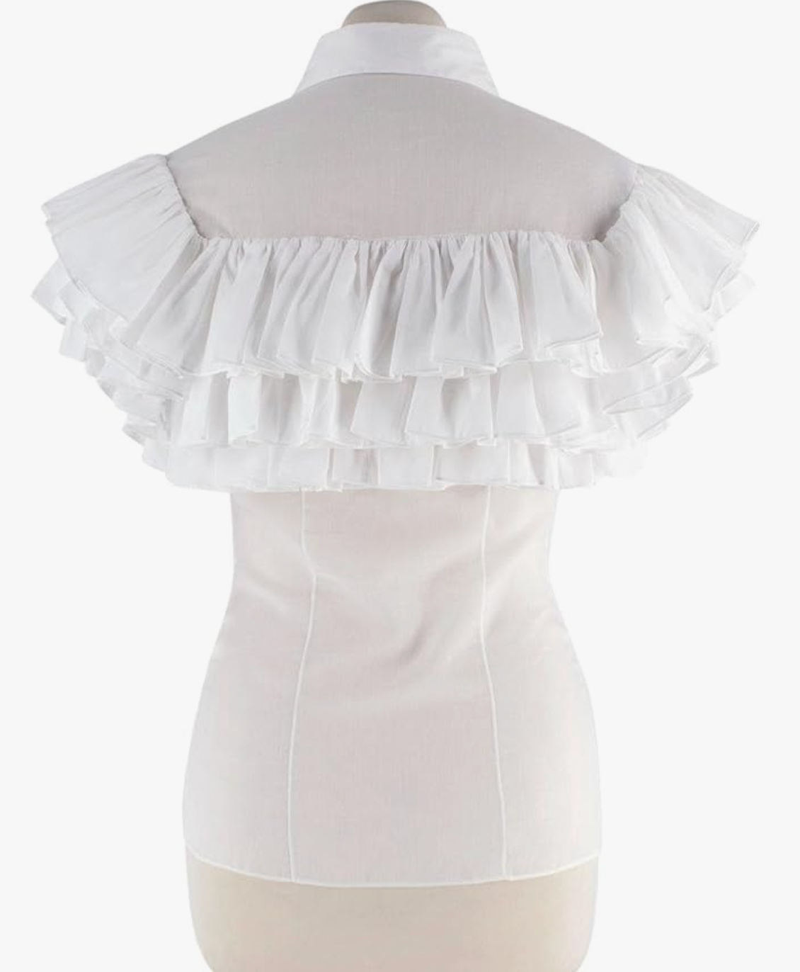 Alaia White Fine Cotton Frilly Blouse