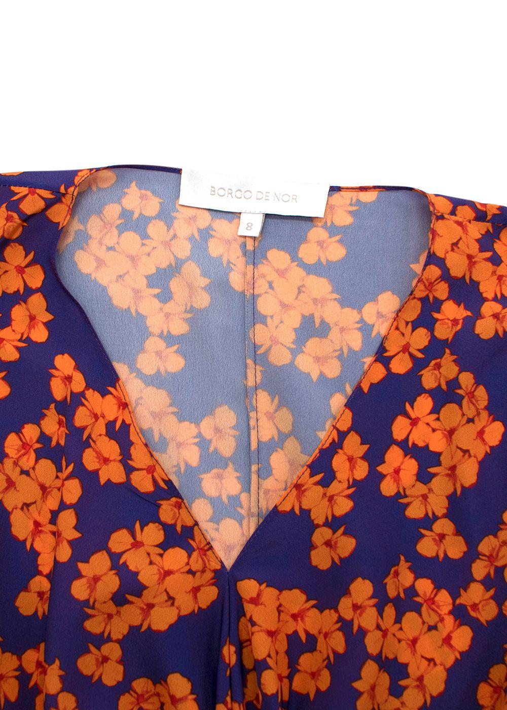 Orange and Purple Floral-print Dress
