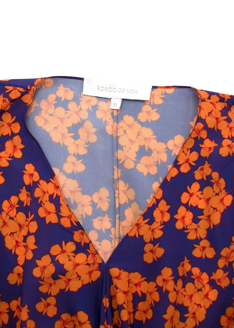 Orange and Purple Floral-print Dress