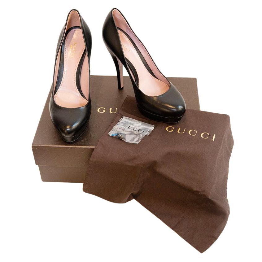 Gucci Black Leather Platform Pumps