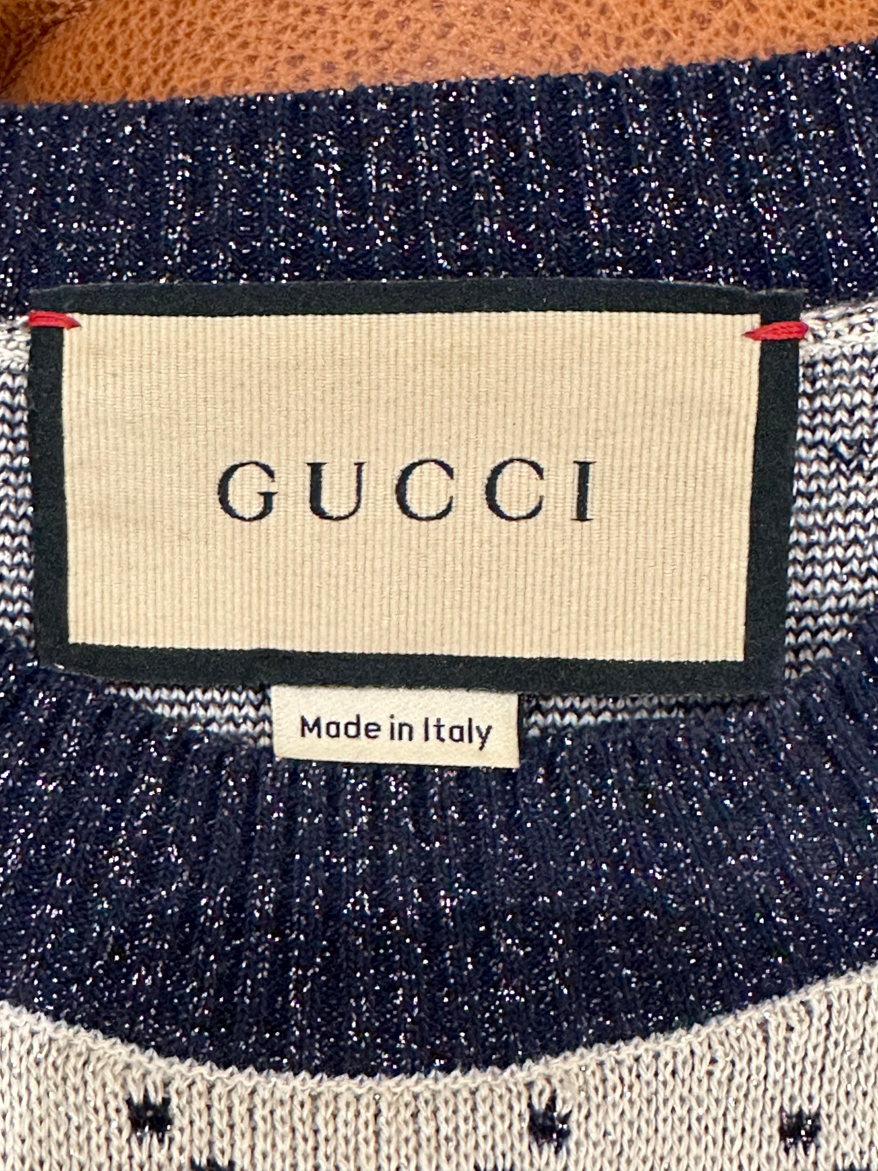 Gucci Metallic Monogram Short Sleeve Jumper