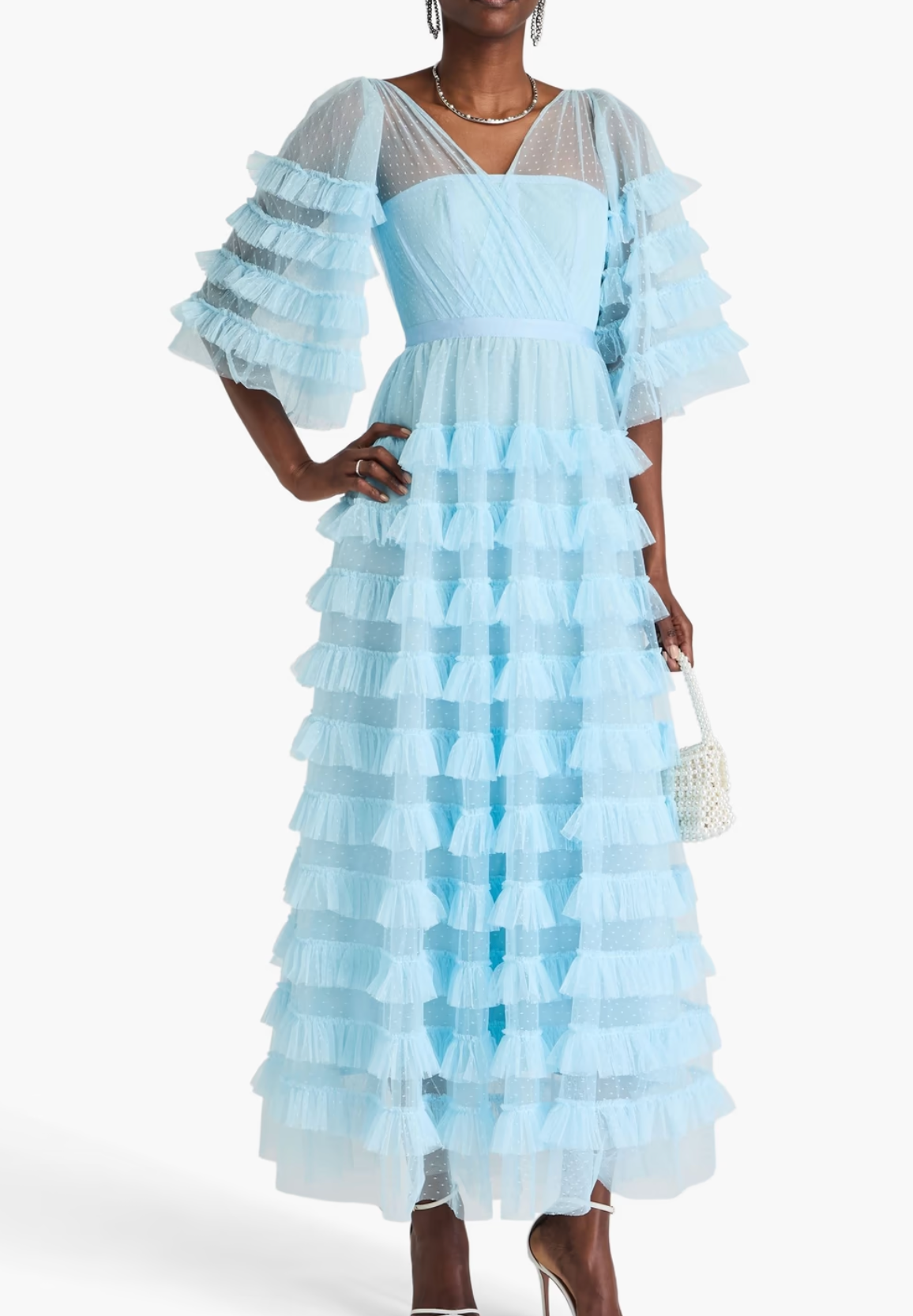 Huishan Zhang Marybell Tiered Point D'esprit Gown