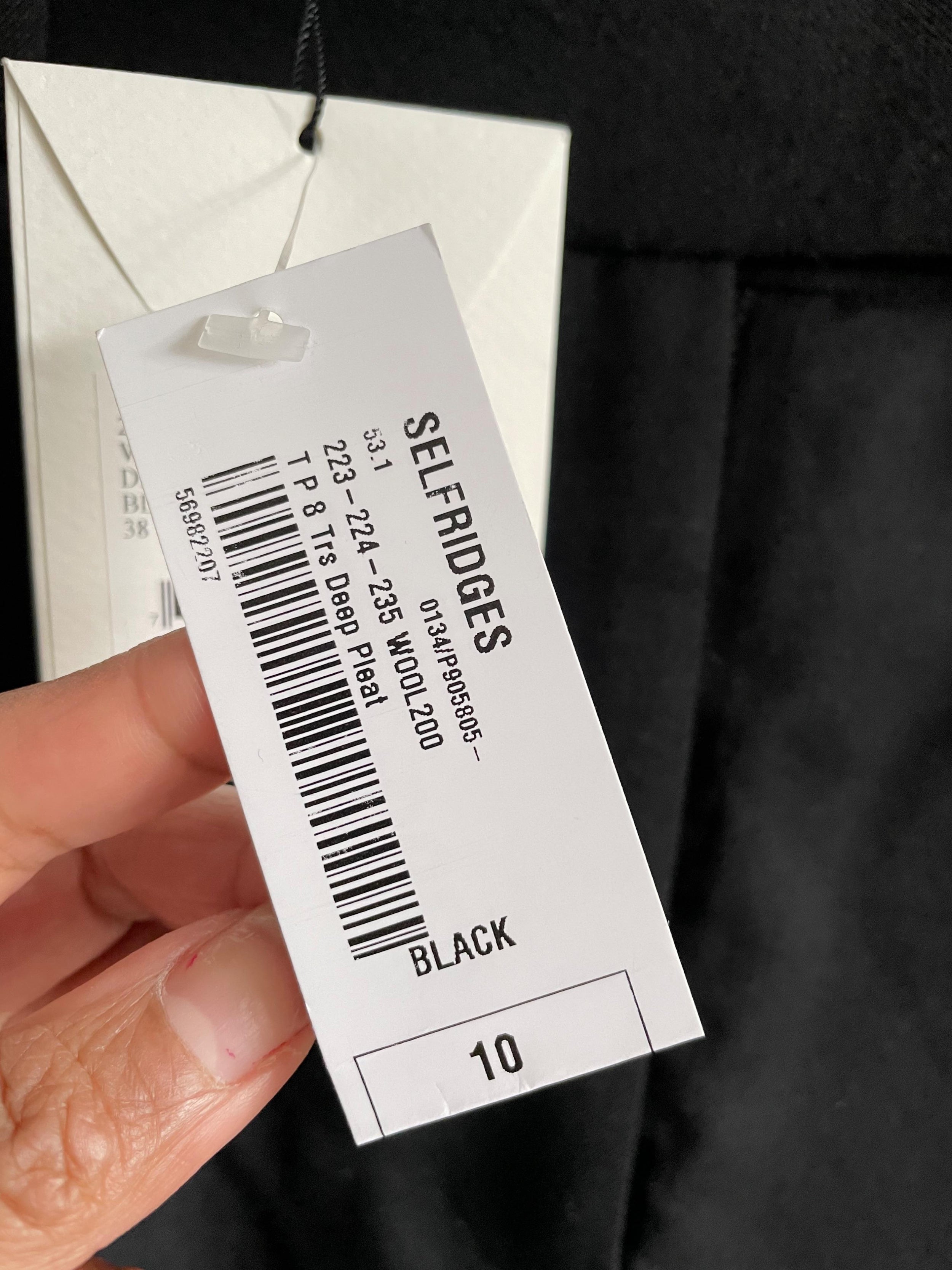 Black Wool Deep Pleat Trousers