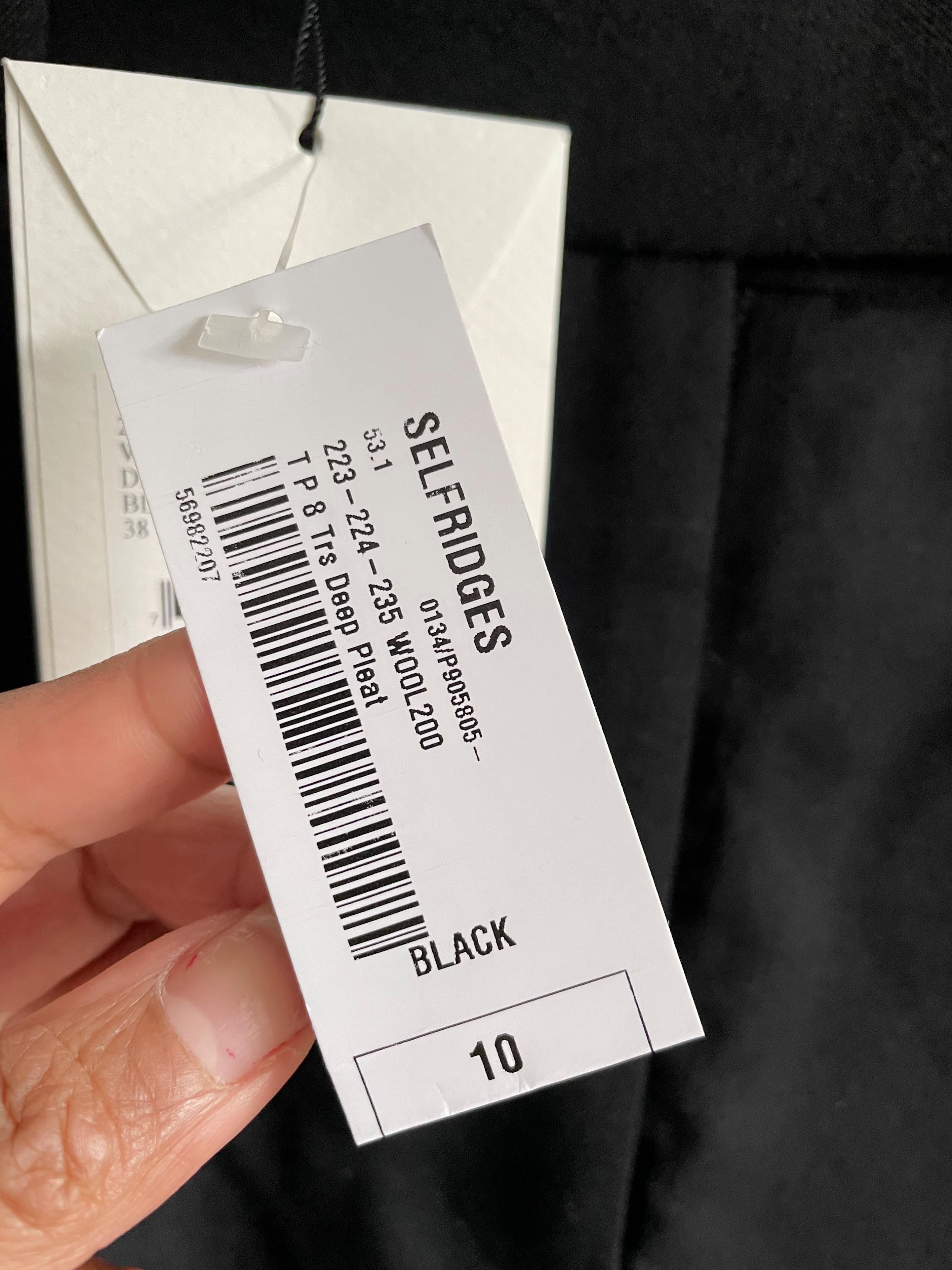 Black Wool Deep Pleat Trousers