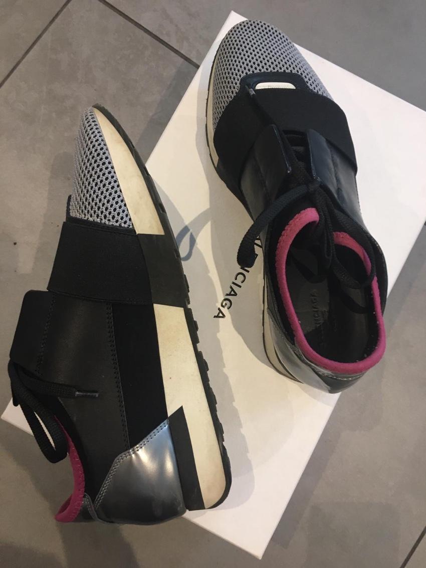 Balenciaga Black/Silver Race Runner Sneakers