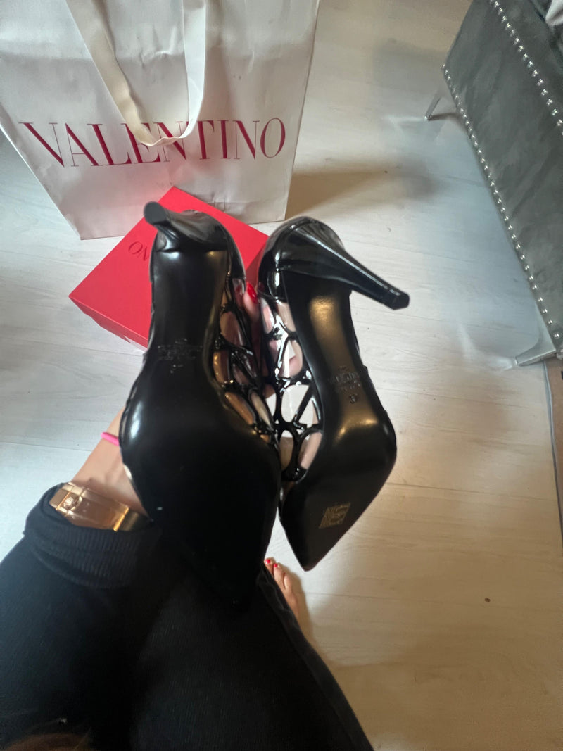 Valentino Black VLogo PVC Heels