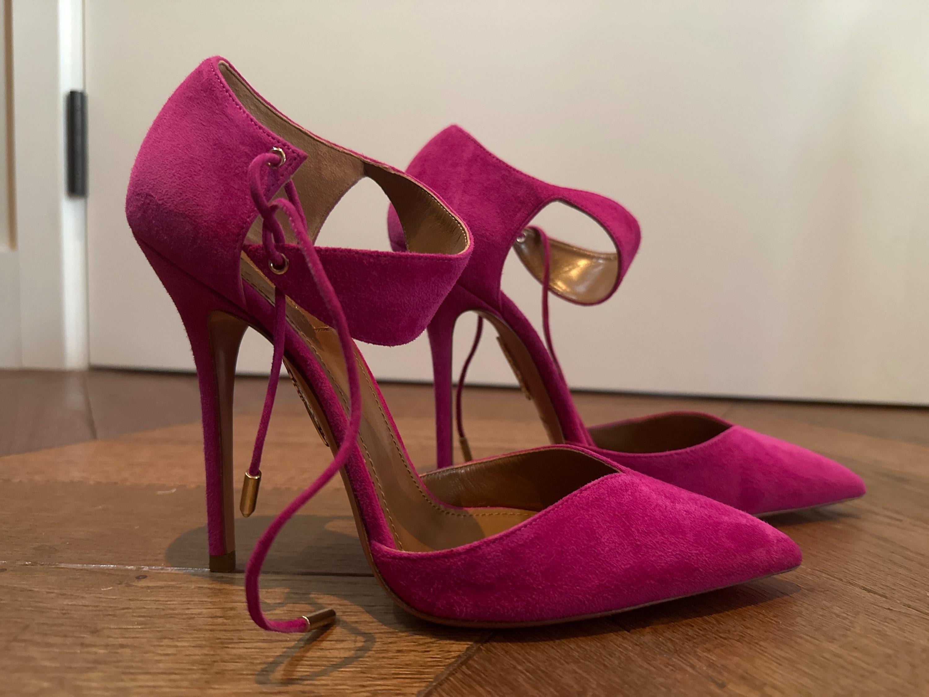 Aquazurra Pink Suede D'orsay  Heels