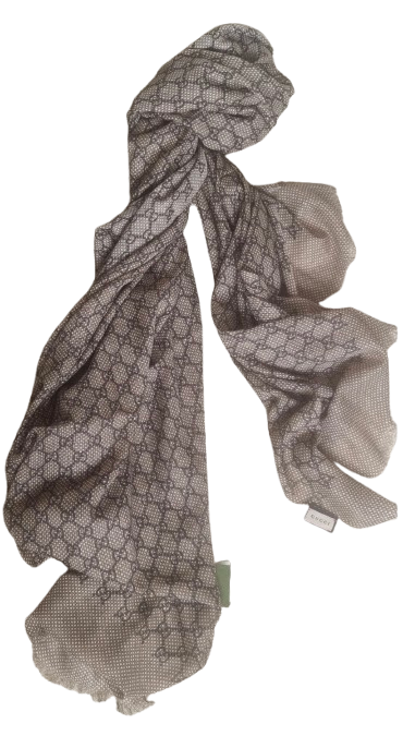 Gucci Brown GG Silk/Wool Scarf/Stole