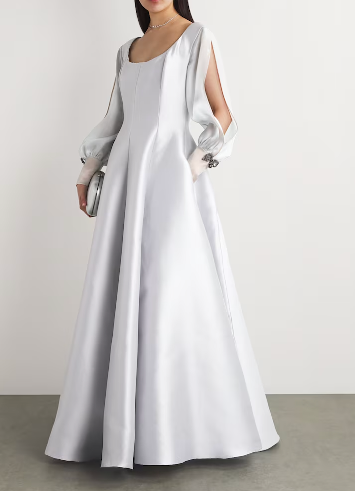 Alexis Mabille Piqué Organza-Sleeve Gown