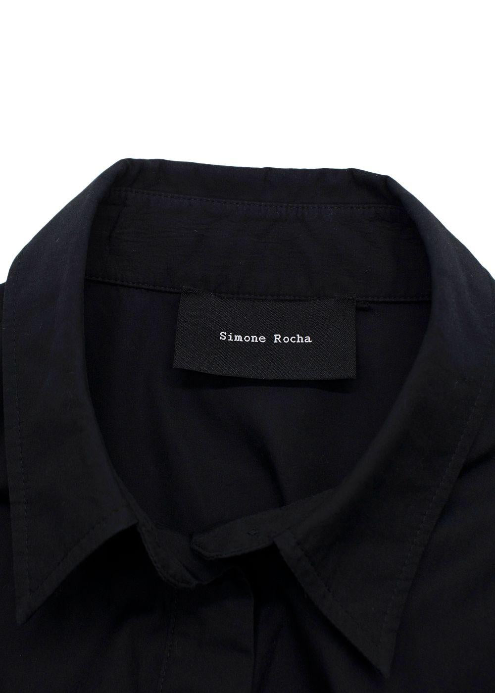 Simone Rocha Black Cotton Poplin Midi Dress