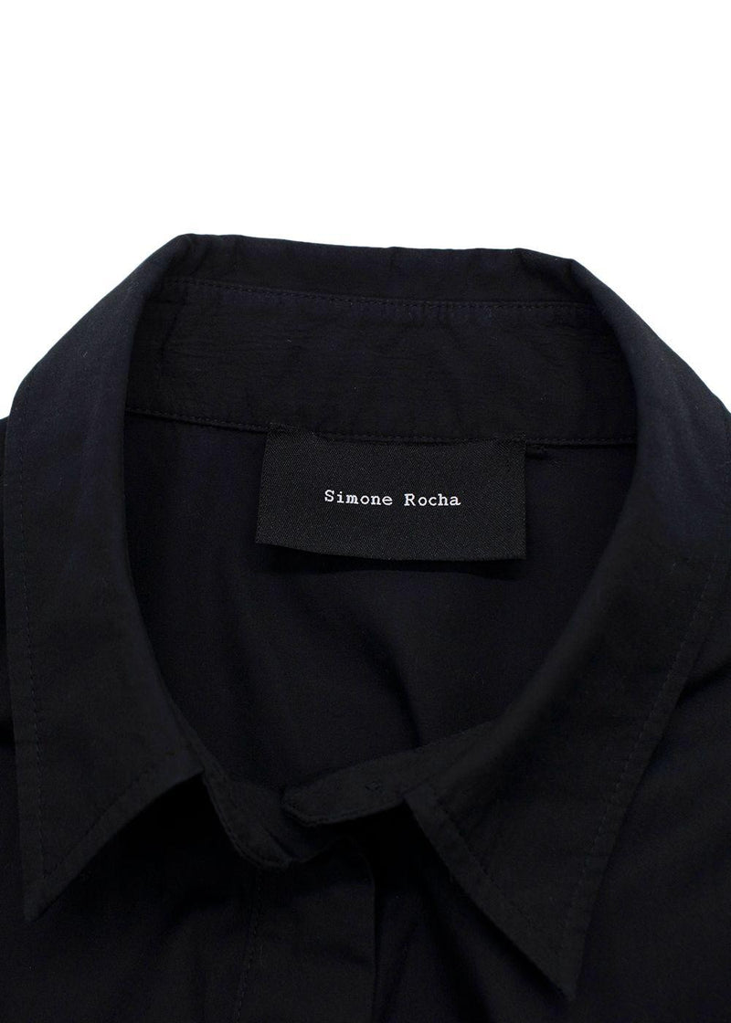 Simone Rocha Black Cotton Poplin Midi Dress