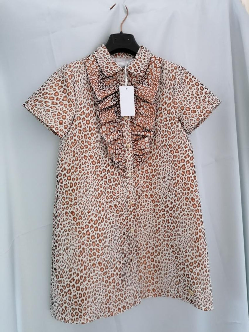 Roberto Cavalli Junior 10Y Animal Print Ruffle Front Dress