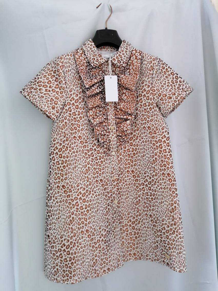 Roberto Cavalli Junior 10Y Animal Print Ruffle Front Dress