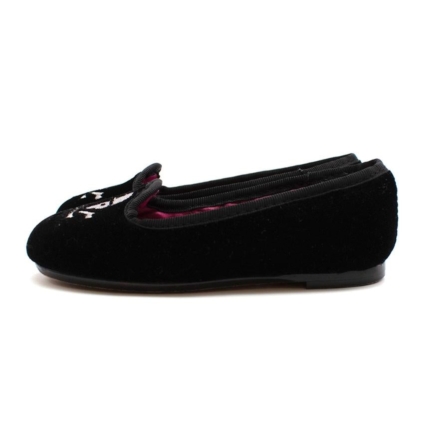 Ralph Lauren Black Velvet Skull Loafers