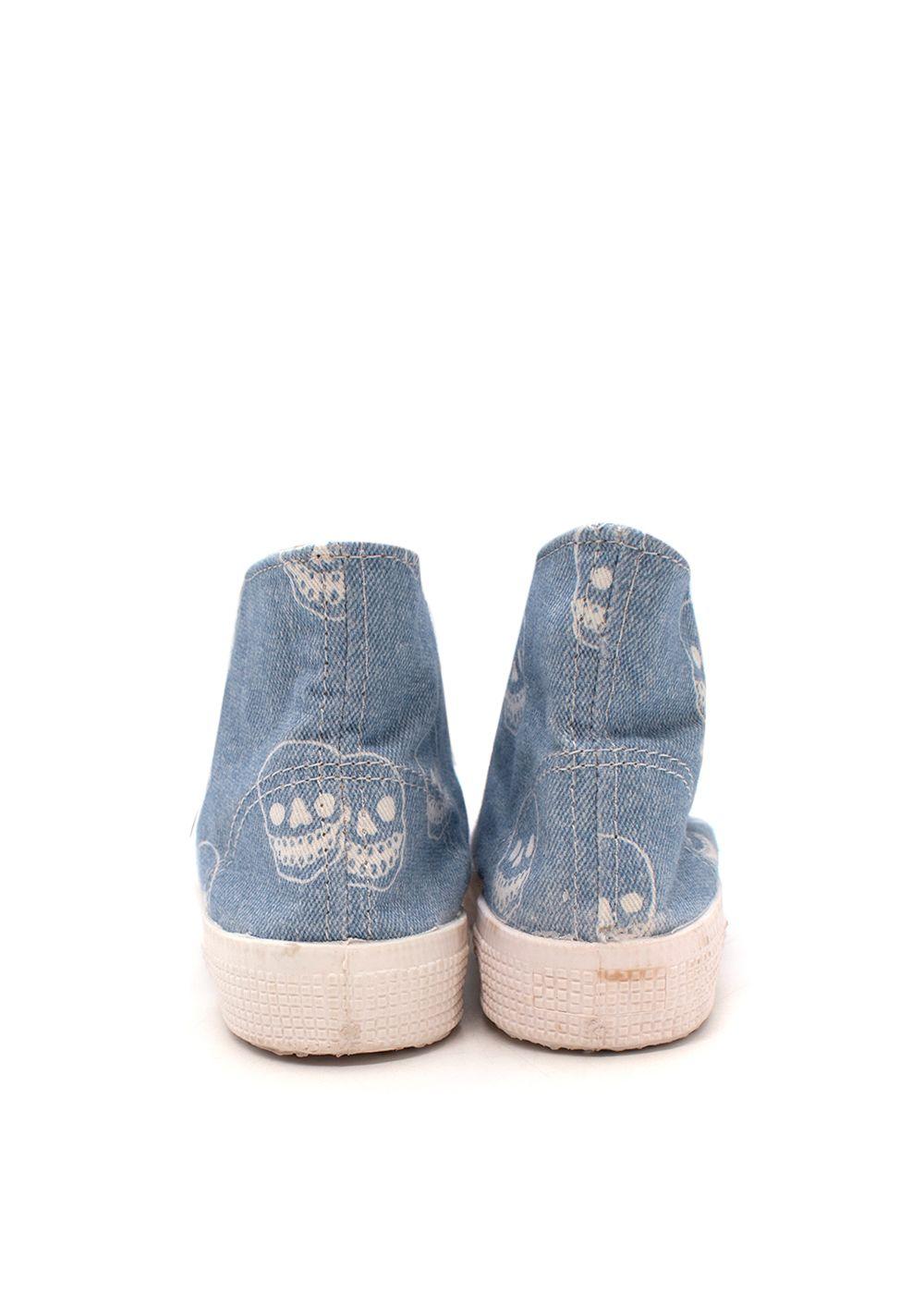 Skull Print Light Blue Lace Up High Top Trainers