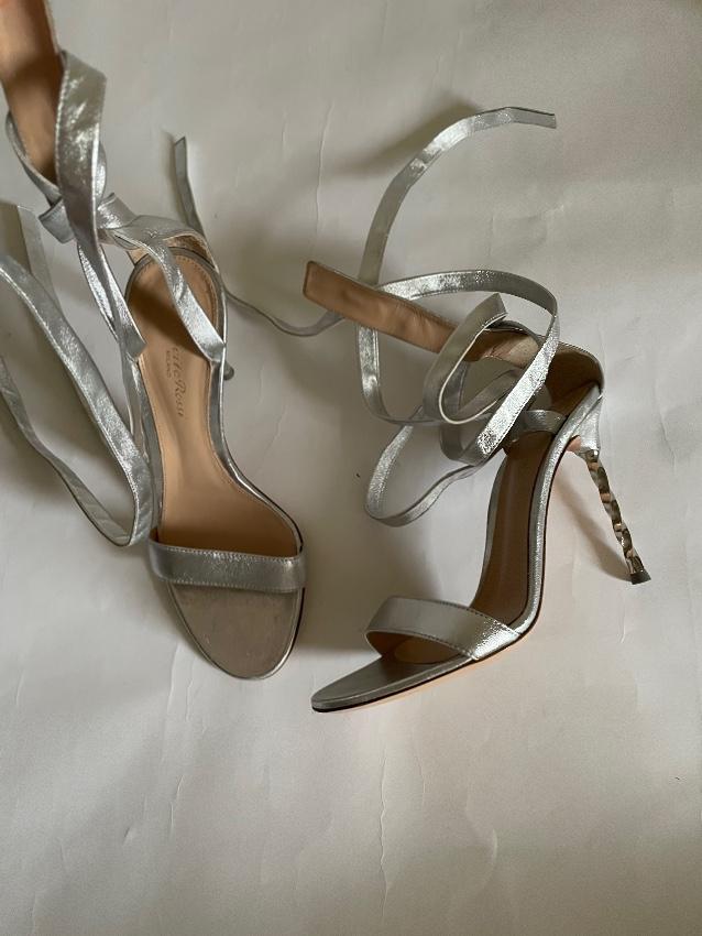 Gianvito Rossi Folie Metallic Anklewrap Sandal