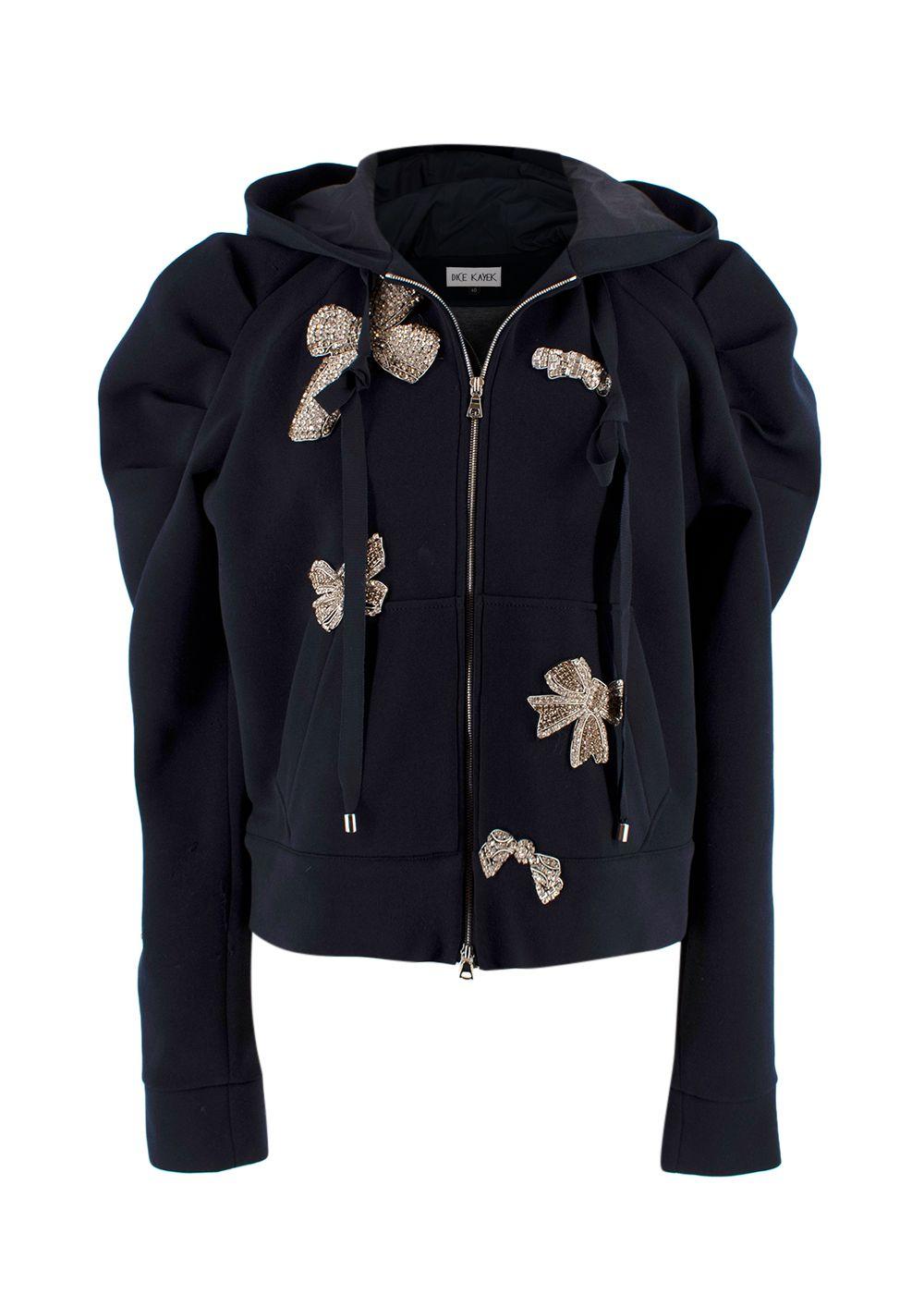 Dice Kayek Crystal Bow Embellished Puff Sleeve Jacket