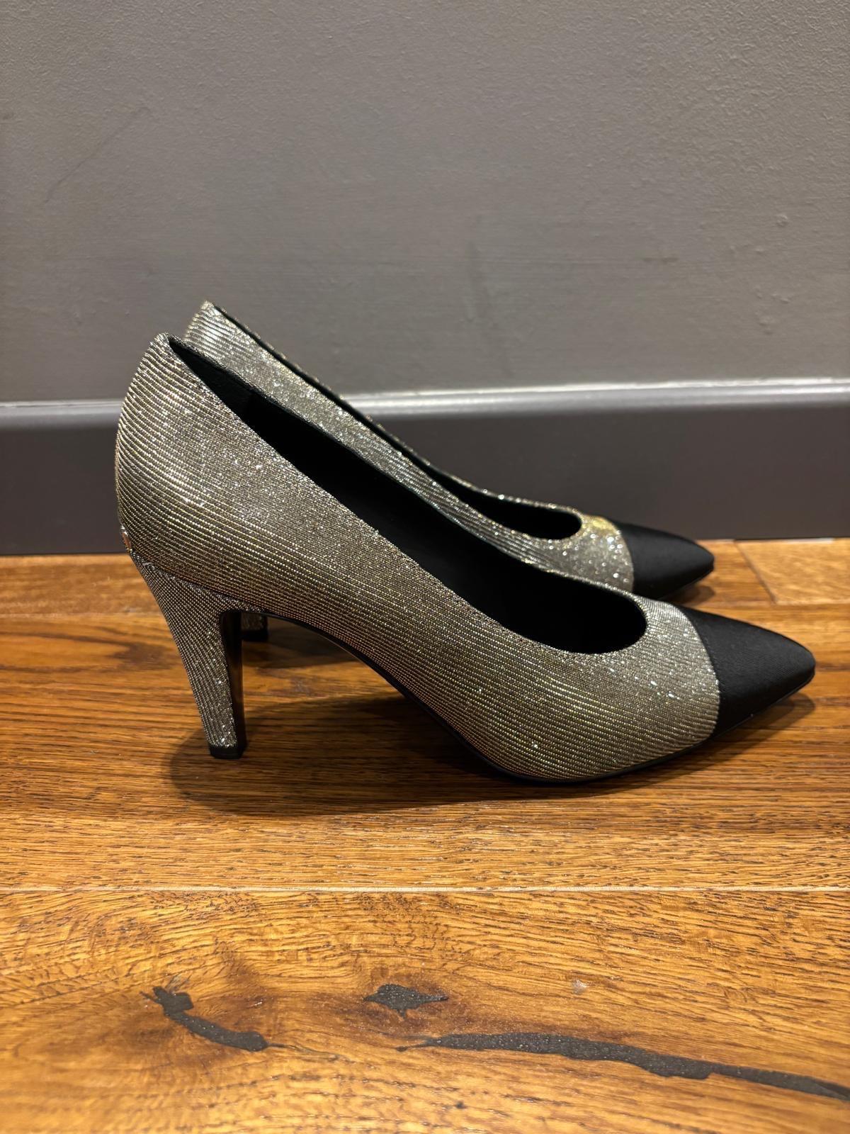 Chanel Silver Glitter Pumps