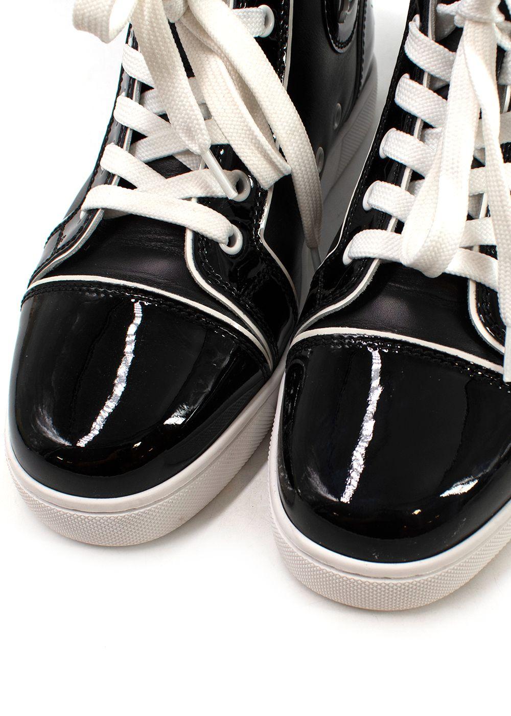 Christian Louboutin Black Patent Leather Fun Louis High top Sneakers
